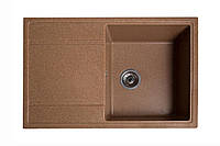 Кухонна мийка кам'яна Модус теракот. Гранітна прямокутна з крилом зі штучного каменю раковина