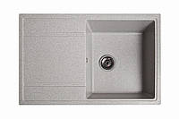 Кухонна мийка кам'яна Модус сірий. Гранітна прямокутна з крилом зі штучного каменю раковина