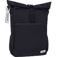 Практичный молодежный городской туристический рюкзак Rolltop черный роллтоп с прочного материала, удобный