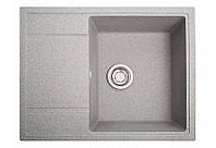 Кухонна мийка кам'яна Оптима сірий. Гранітна з крилом з штучного каменю раковина на кухню