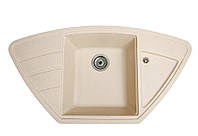 Кухонна мийка кам'яна Крафт жовтий. Гранітна з крилами зі штучного каменю раковина на кухню