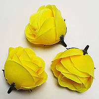 Головы цветов Розы искусственные Желтые, диаметр 5 см