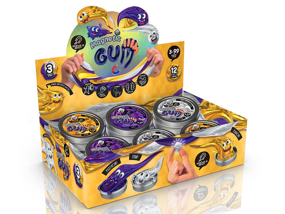 Жуйка для рук "Magnetic Gum", золото, укр., у банку 7*3 см (12 шт.)