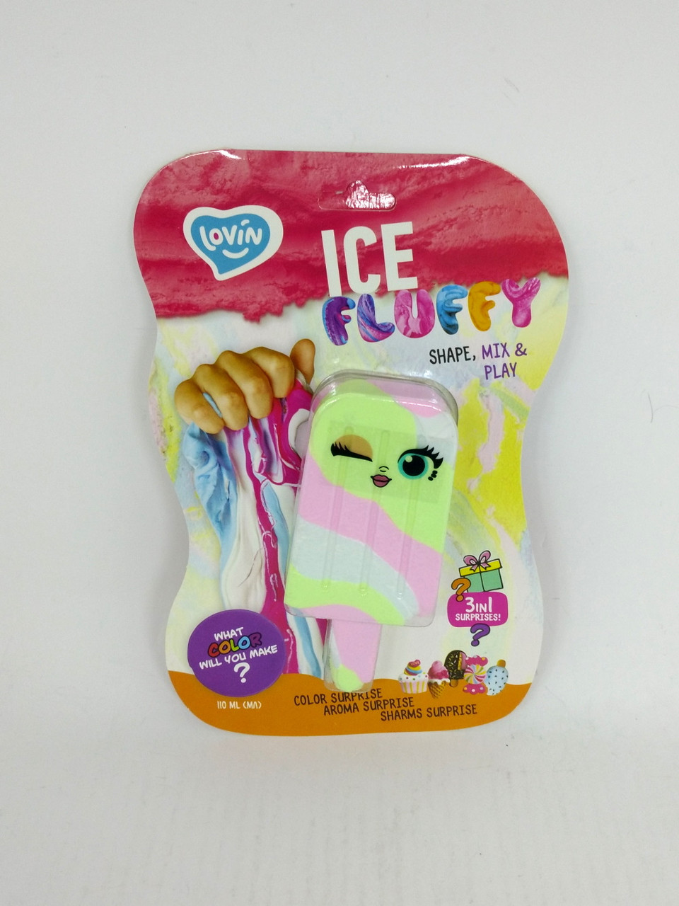 Лізун-антистрес TM Lovin Ice Fluffy пломбір 110 мл, на планш. 25*14см