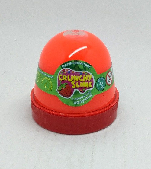 Лізун-антистрес TM Mr.Boo "Crunchy slime Полуниця", 120г, у банці 7*6см (24шт)
