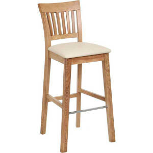 Барний стілець дерев'яний зі спинкою для кухні кафе та ресторанів з м'яким сидінням Райнес дубовий різні кольори