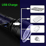 Яскравий ручний ліхтар 1600LM USB (як XHP50, XHP90, Police, Boruit, Trlife, Bailong) Без батареї, фото 4