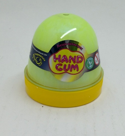 Лізун-антистрес ТМ Mr.Boo Hand gum жовтий, 120мл, у баночці. 7*6 см (24 шт.)