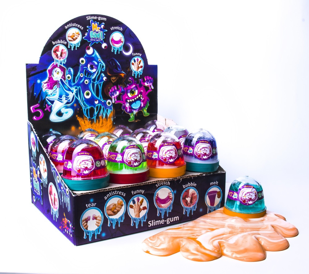 Слайм Slime-gum "Mr.Boo" PANNACOTTA, 100мл, у банці 7*6см, ТМ ОКТО (24шт)
