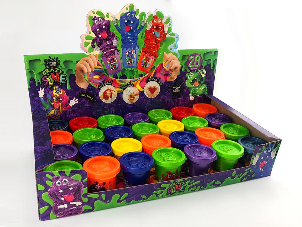 Слайм лизун "Crazy Slime", укр., у баночці 6*4см (56шт)