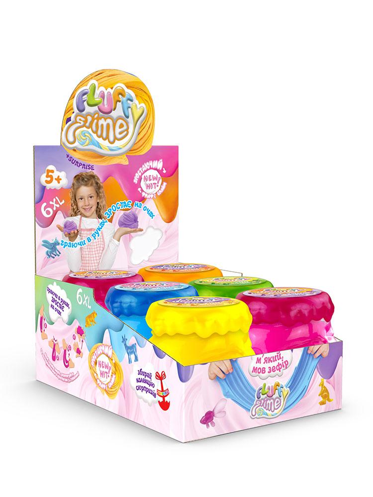 Слайм лизун Fluffy Slime 6XL, у банку 12*9 см (6 шт.)