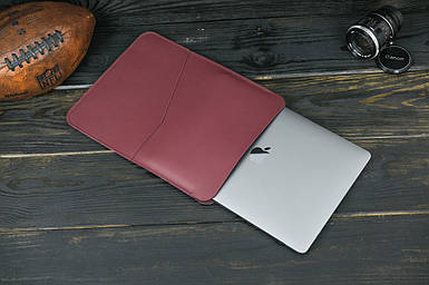 Чохол для MacBook Дизайн №30 з натуральної шкіри колір Бордо