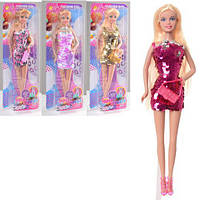 Лялька DEFA 29см, сукня-паєтки, сумочка, 4види, в слюді 11,5*32,5*5см (48шт)