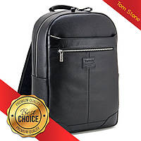 Черный рюкзак кожаный для ноутбука мужской/женский, городской рюкзак черный из кожи А4 с органайзером
