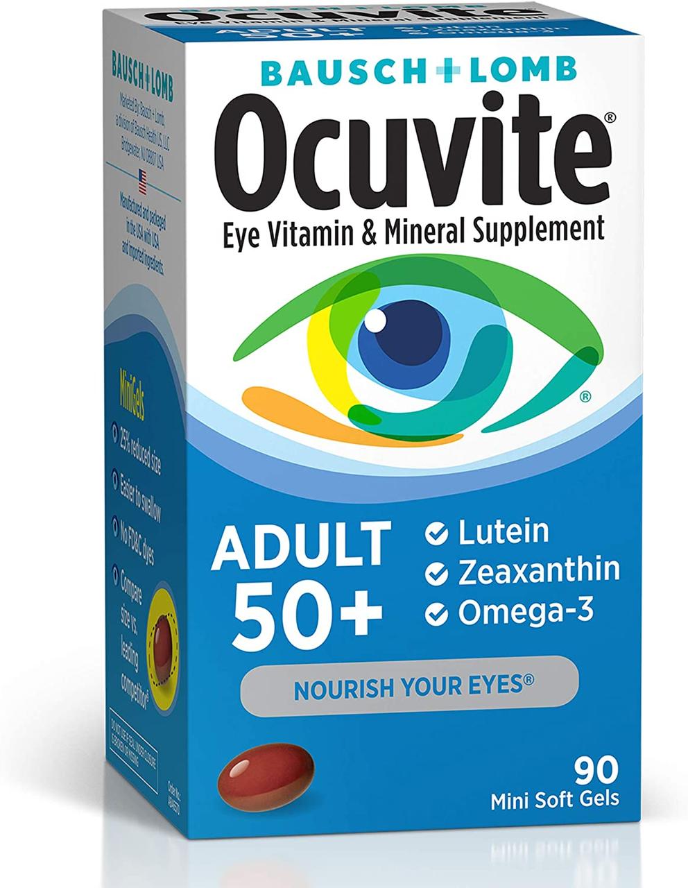 Витамины для глаз Bausch & Lomb Ocuvite Eye Vitamin & Mineral Supplement (90 таблеток) - фото 1 - id-p1570509713