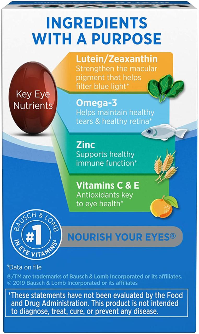 Витамины для глаз Bausch & Lomb Ocuvite Eye Vitamin & Mineral Supplement (90 таблеток) - фото 6 - id-p1570509713
