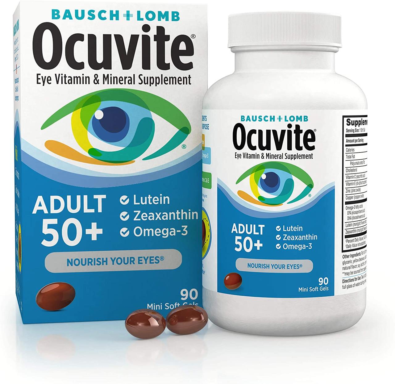 Витамины для глаз Bausch & Lomb Ocuvite Eye Vitamin & Mineral Supplement (90 таблеток) - фото 2 - id-p1570509713