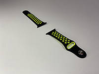Ремінець для Apple Watch 42mm/44mm Series 1/2/3/4 Nike Sport Band браслет чорний з зеленим