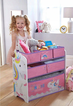 Дитячий комод ящик органайзер для дитячих іграшок рожевий з єдинорогом, фото 2