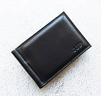 Акция! Черный мужской зажим для купюр на магнитной застежке (с монетницей и доп. визитницей) из эко-кожи