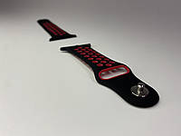 Ремінець для Apple Watch 42mm/44mm Nike Sport Band силіконовий браслет чорний з червоним