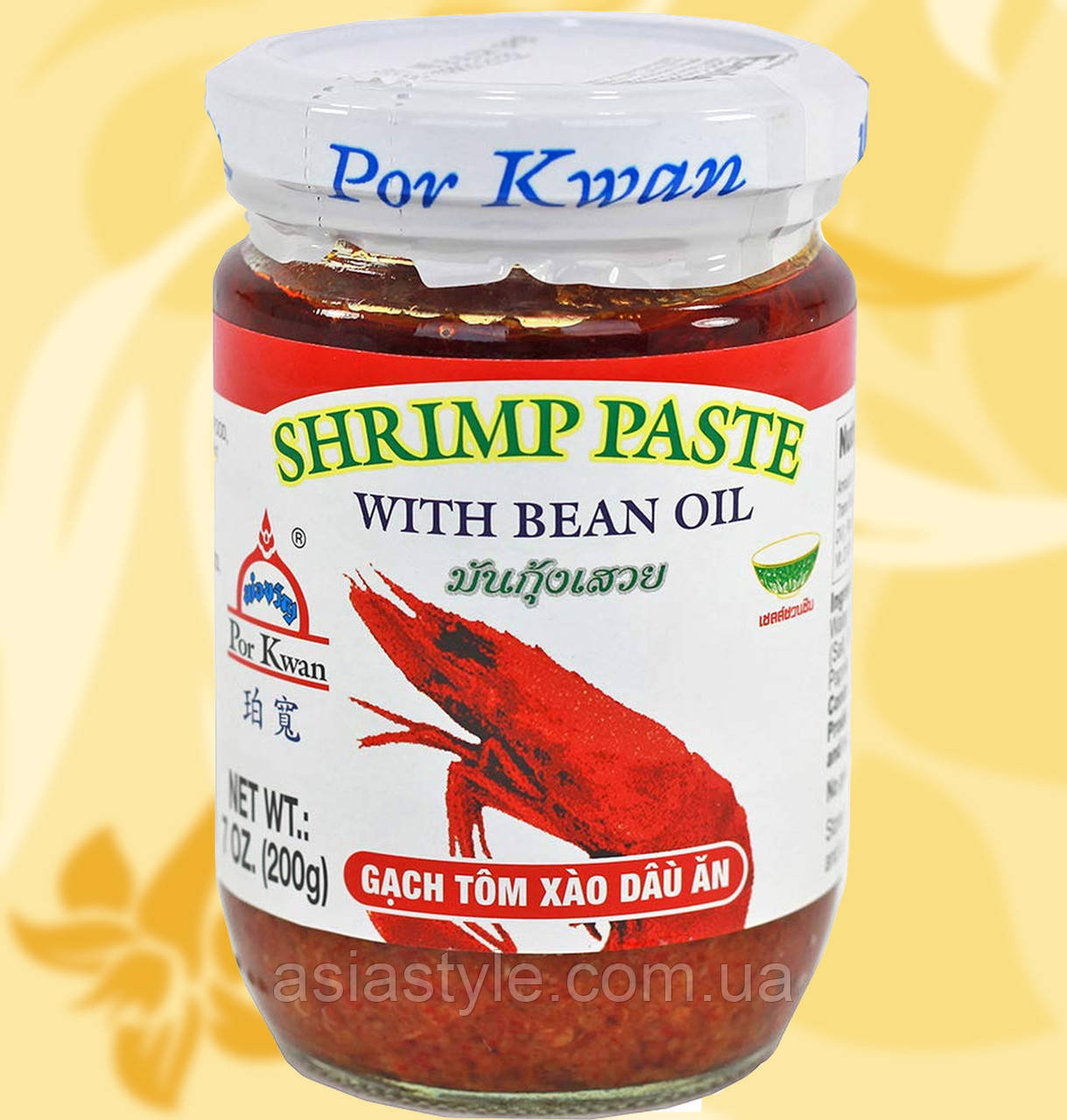 Креветкова паста в соєвій олії, 200 г, Por Kwan, Shrimp paste with bean oil, Gach Tom Xao Dau An, Таїланд