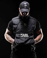 Мужская жилетка Karl Lagerfeld черная спортивная безрукавка , жилет черный Карл Лагерфельд