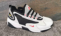 Жіночі демісезонні кросівки шкіряні літні із сіткою Nike Zoom чорно-білі з червоним р 36-41