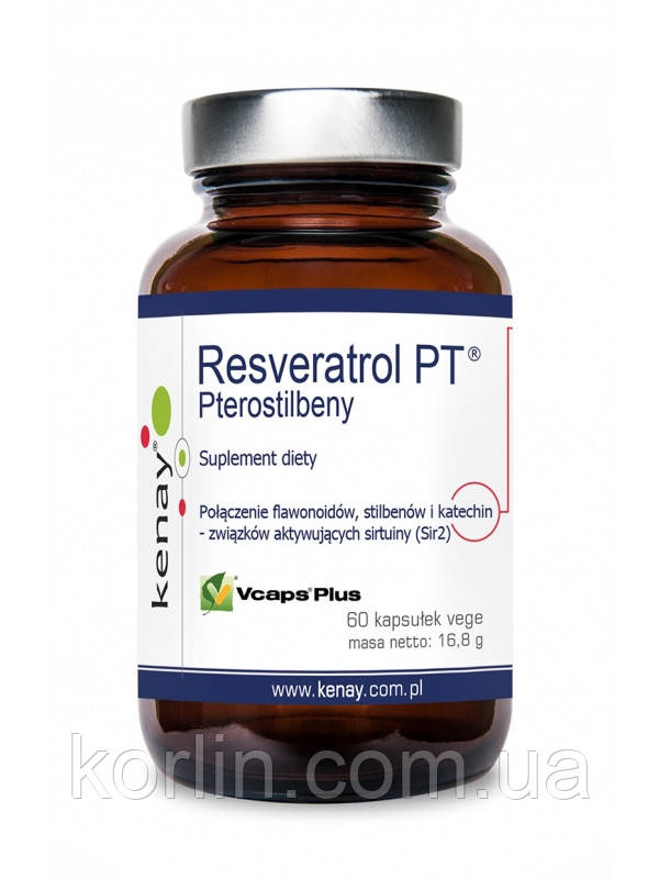 Ресвератрол Птеростильбельний Ген Довголітія 60 кап KenayAG Resveratrol PT Доставка з ЄС