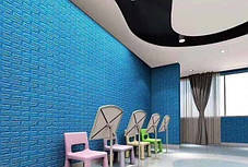 3Д панель під цеглу самоклеюча 700х770х3мм шпалери 3D самоклейка Синій, фото 3