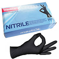 Перчатки нитриловые неопудренные MediOk Puracomfort черные размер S 50 пар