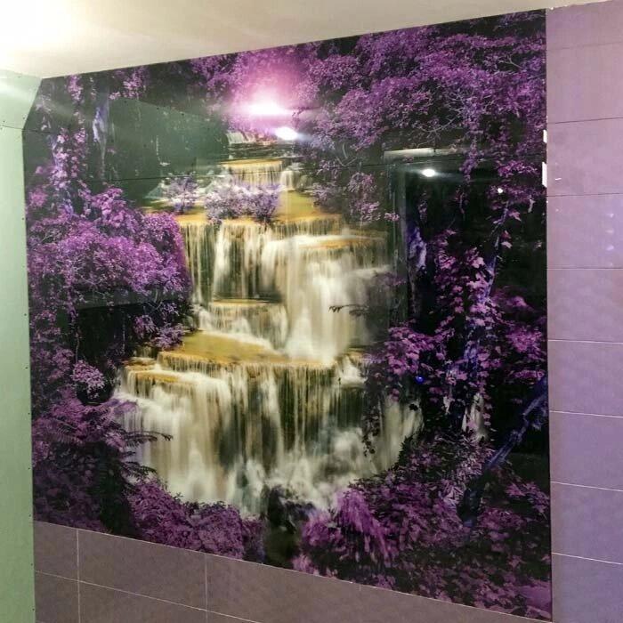 Панно у ванну на склі з фотодруком Водоспад