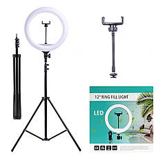 Світлодіодна кільцева лампа Ring Fill Light QX-300 30 см + штатив 2м Набір блогера, фото 3