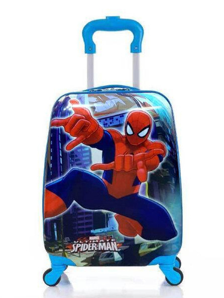 Дитяча валіза на 4 коліщатках Людина — Павук 25 літрів, ручна поклажа, колір синій