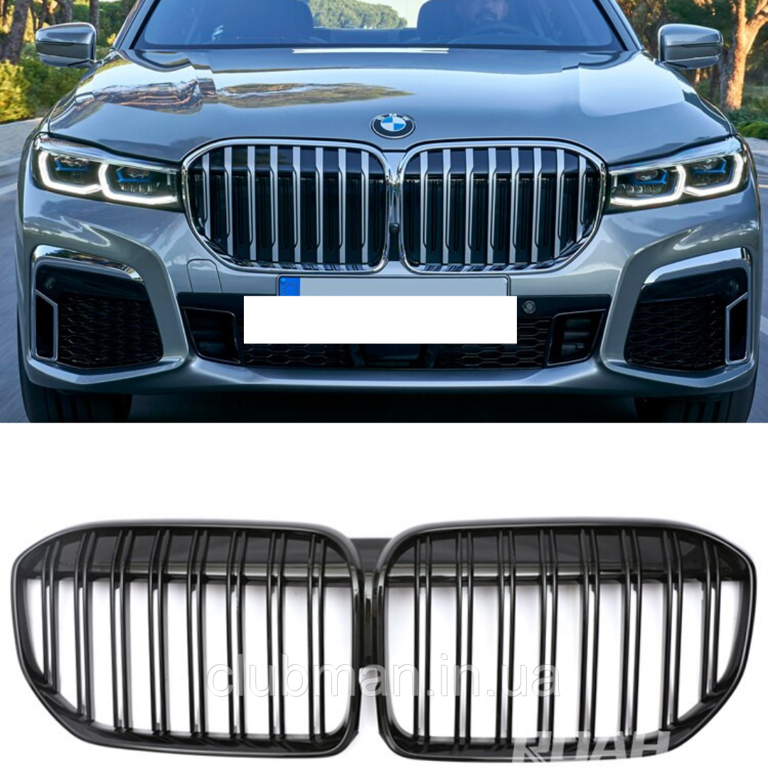 Решітка ноздрі радіатора BMW (БМВ) 7 series G11 G12 Глянець 2 ребра (2020-...)