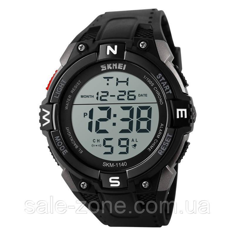 Мужские наручные спортивные часы Skmei 1140 Черные с серым - фото 1 - id-p1570650069