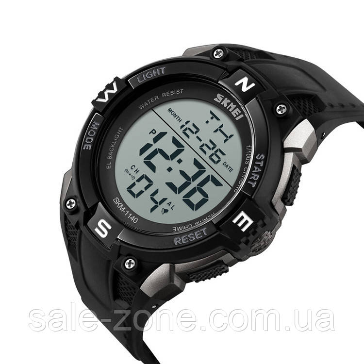 Мужские наручные спортивные часы Skmei 1140 Черные с серым - фото 3 - id-p1570650069