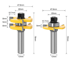 Фрези для з'єднання шип-паз Ø 47.6 мм хвостовик 12 мм