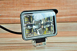 Фара LED прямокутна 58W 6000K-3000К (18 діодів) (11,5 см х 8 см  х 5 см) (ближній + дальній + жовте світло )