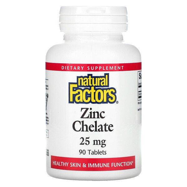 Хелатний цинк 25 мг Zinc Chelate Natural Factors, 90 таблеток