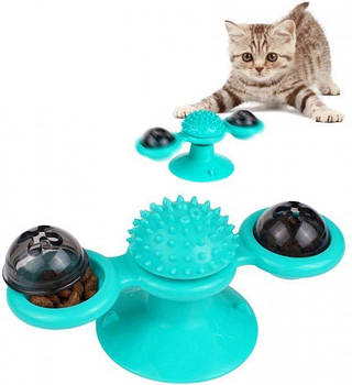 ОПТ Іграшка для котів інтелектуальна спінер Rotate Windmill зі світлодіодною кулею та відсік для корму