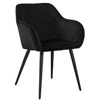 Мягкий стул (Кресло) бархат велюр Арно черный цвет,ножки черный