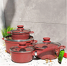 Набір посуду з 8 предметів з мармуровим покриттям Edenberg комплект каструль (казанів), фото 2