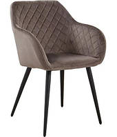 Мягкий стул (Кресло) бархат велюр Арно коричневый цвет,ножки черный
