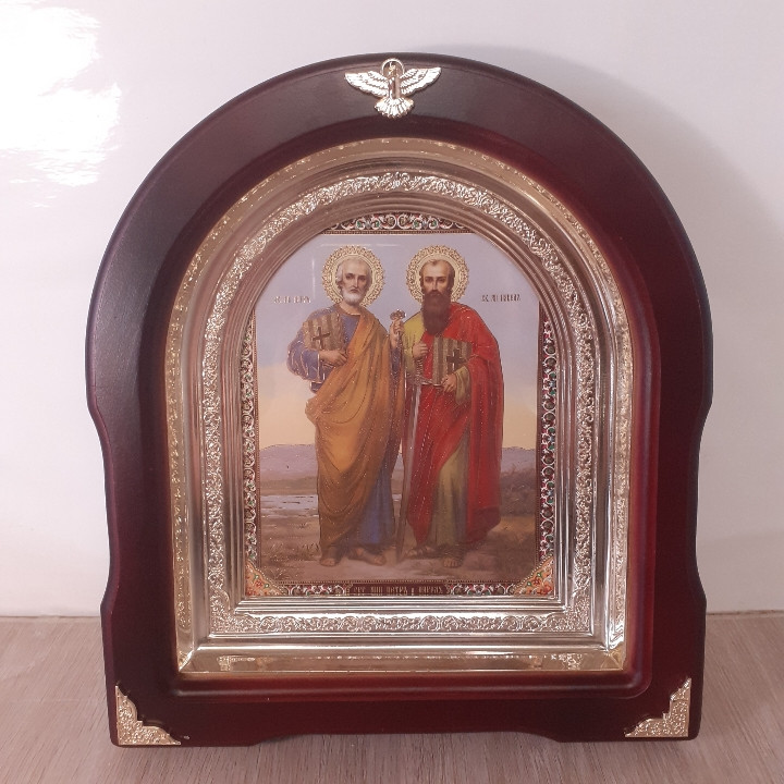 Ікона святих Петра іневалів, лік 15х18 см, у темному дерев'яному кіоті, арка