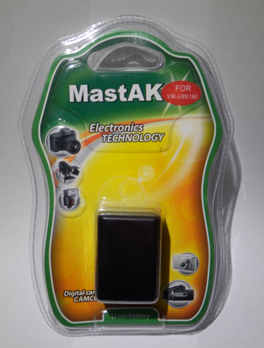 Акумулятор до відеокамери тм"MastAK" Panasonic VW-VBK180V 3,7 V 1,5 Ah Li-ion, фото 1