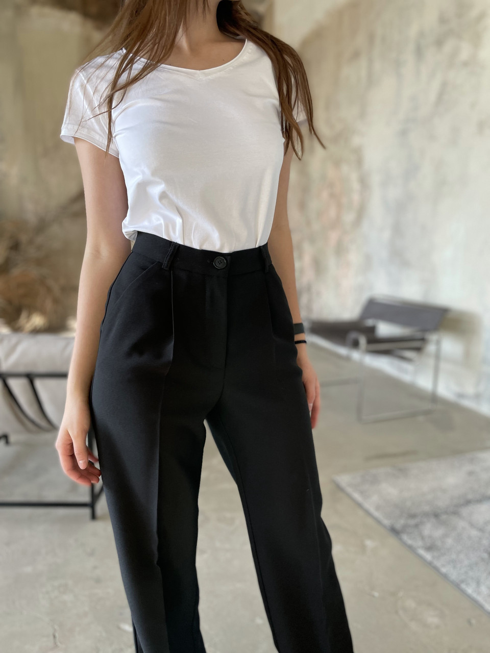 Женские черные брюки клеш (NM-02BCH) XL - фото 5 - id-p1519175197