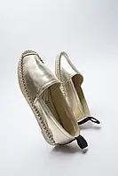 Эспадрильи зара балетки р.36 Zara Gray New Gold Metallic Espadrilles 1515/710 Flats