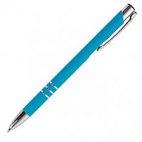 Ручка шариковая тонкая TRINA SLIM soft touch для лазерной гравировки логотипа Голубой