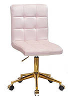 Стілець Augusto GD-Modern Office, рожевий В-1021 велюр на золотій хромованій хрестовині з колесами, фото 2